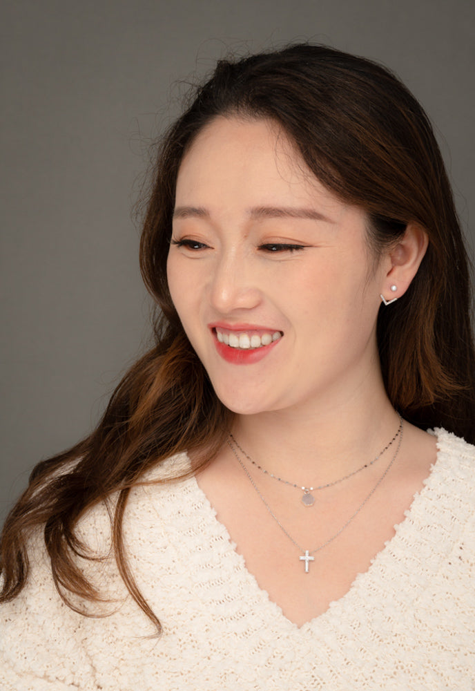 Lulu Ear Jacket Studs in White Gold