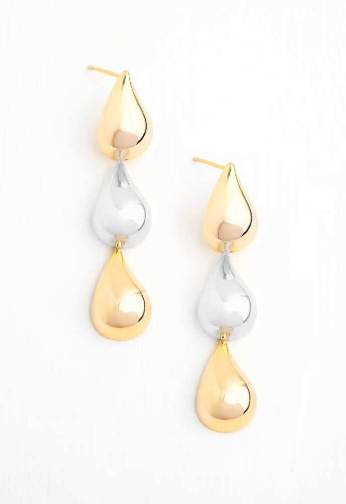 Fresh Beginnings Mixed Metal Drop Earrings -Mekhada