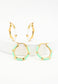Mint + Ivory  Enamel Hoop Earring Set