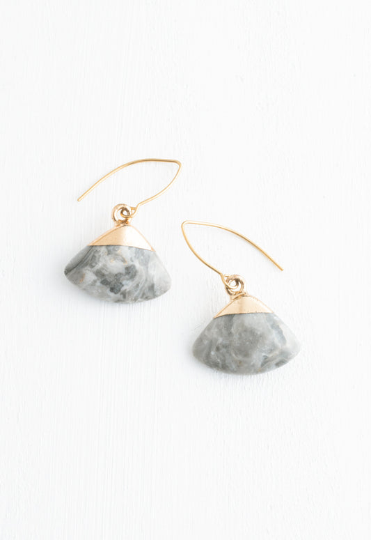 Fan Drop Earrings in Charcoal