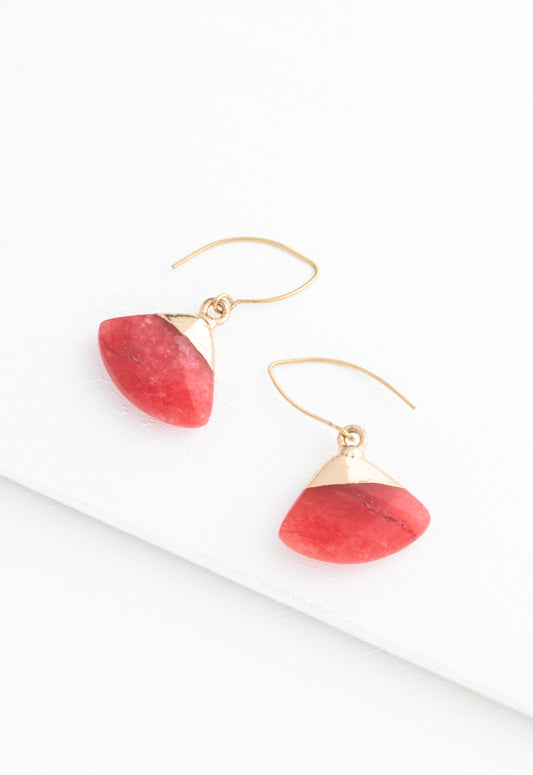 Fan Drop Earrings in Crimson