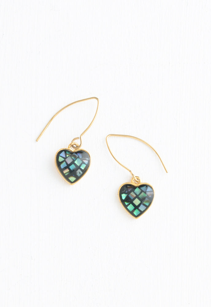 Azure Abalone Heart Earrings