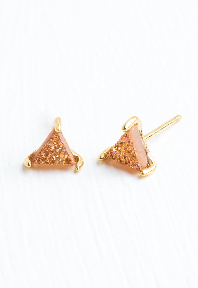 Ara Coral Druzy Studs in Gold