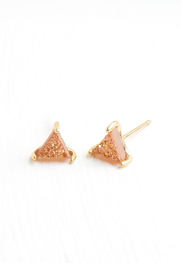 Ara Coral Druzy Studs in Gold
