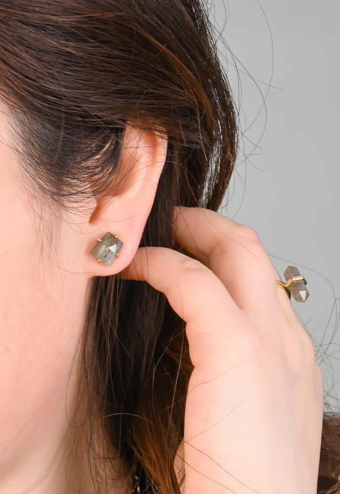 Simple Treasures Studs in Charcoal Labradorite