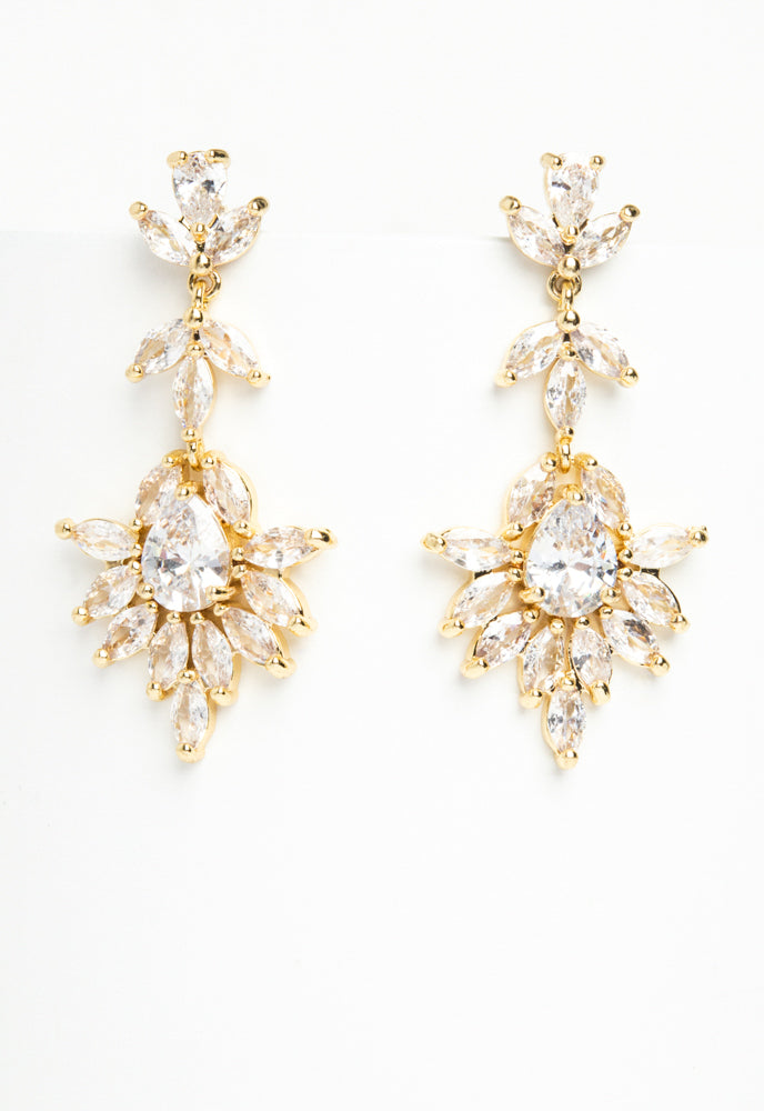 Golden Chandelier Zircon Earrings
