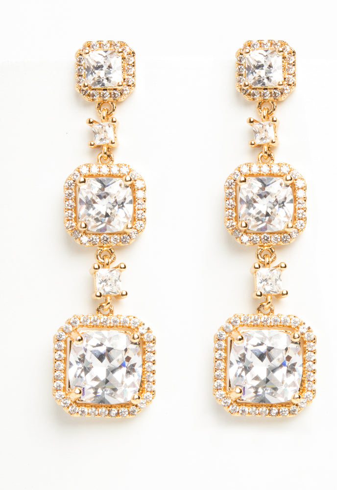 Forever Cushion-Cut Gold Drop Earrings