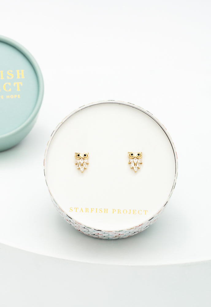 Owl Zircon Studs