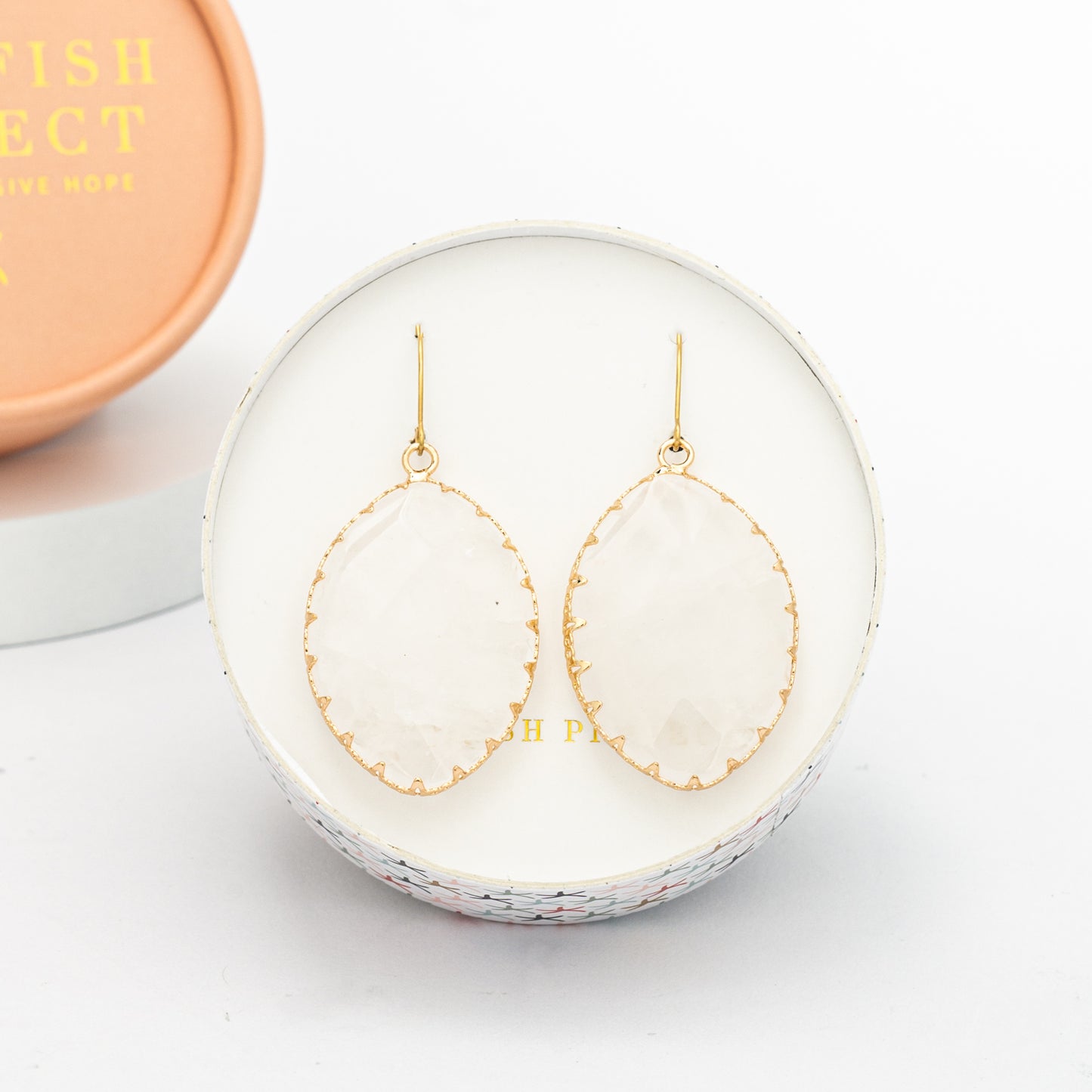 Radiant Light Crystal Earrings in Ivory