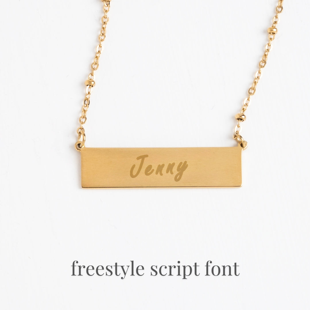 Engravable Gold Bar Necklace