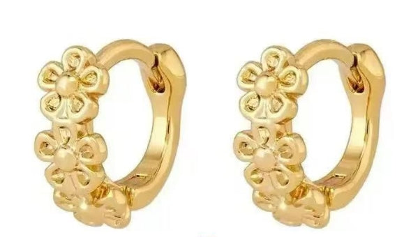 Flower huggie hoops