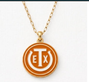 0.75" Orange Enamel Necklace