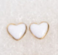Enamel/Oil Dip Heart Studs/White