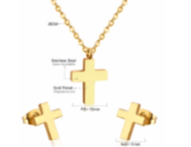 Cross Earring & Necklace Set