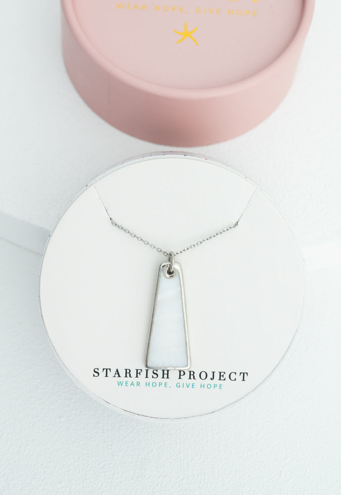 Pillar Mother of Pearl Necklace in Silver