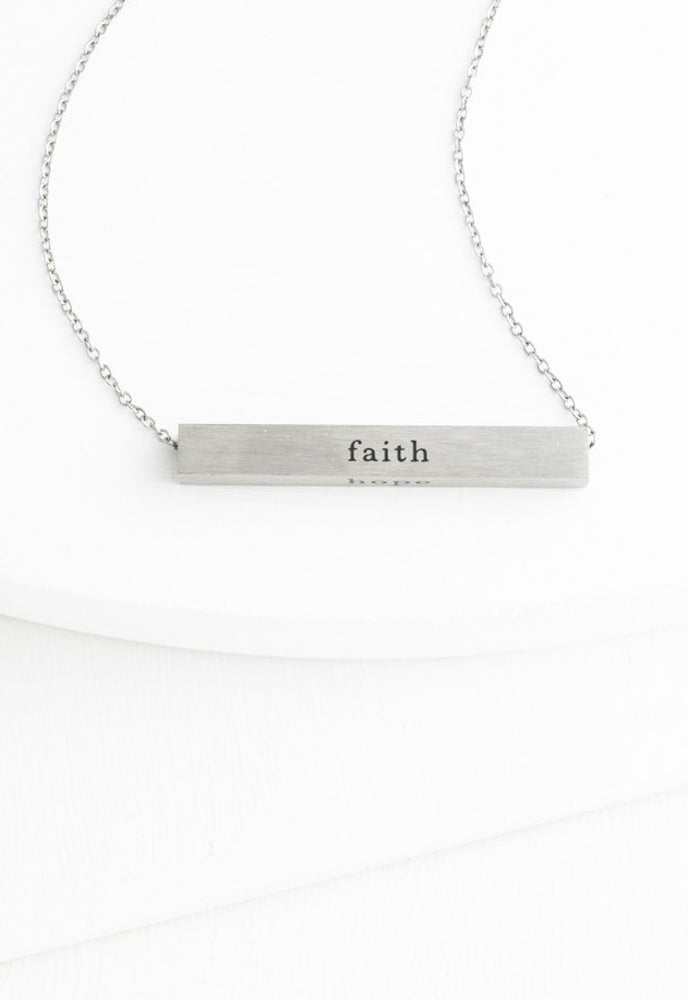 Faith Silver Bar Necklace