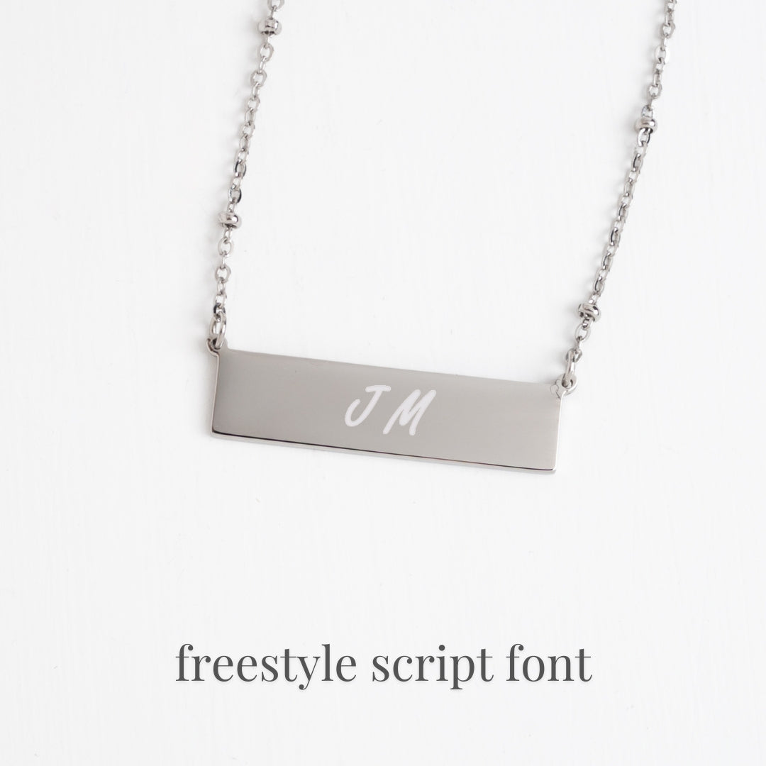 Engravable Silver Bar Necklace