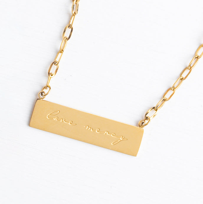 Give Mercy Gold Bar Necklace