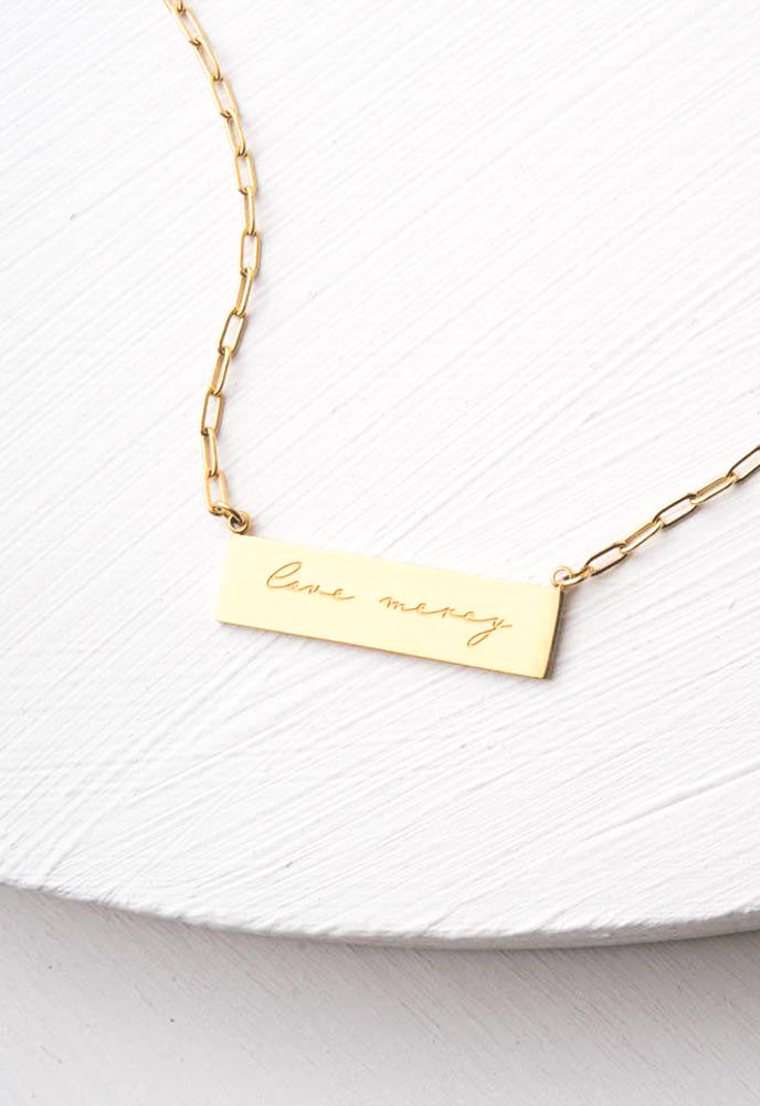 Give Mercy Gold Bar Necklace