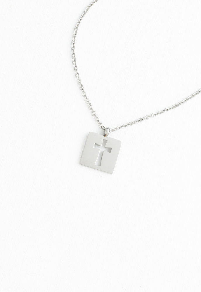 Axis Silver Cross Necklace
