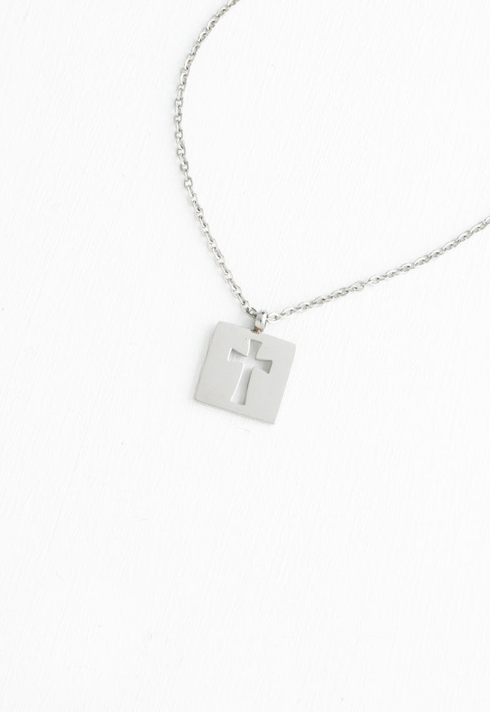Axis Silver Cross Necklace