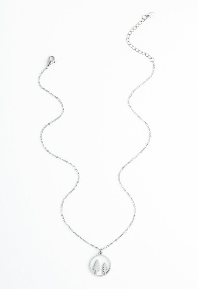 Evergreen Tree Necklace in Silver