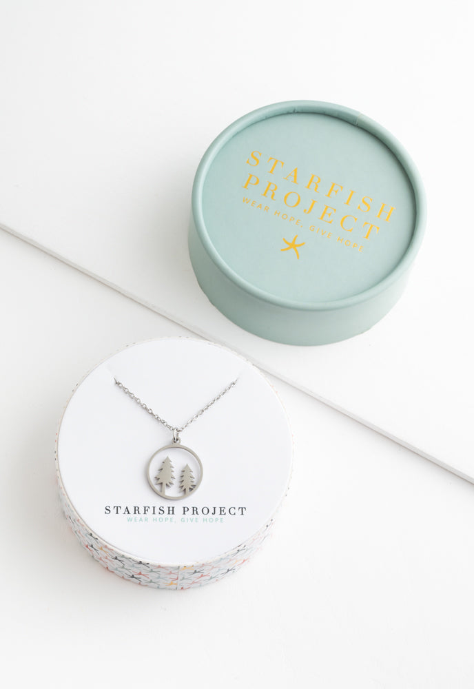 Evergreen Tree Necklace in Silver