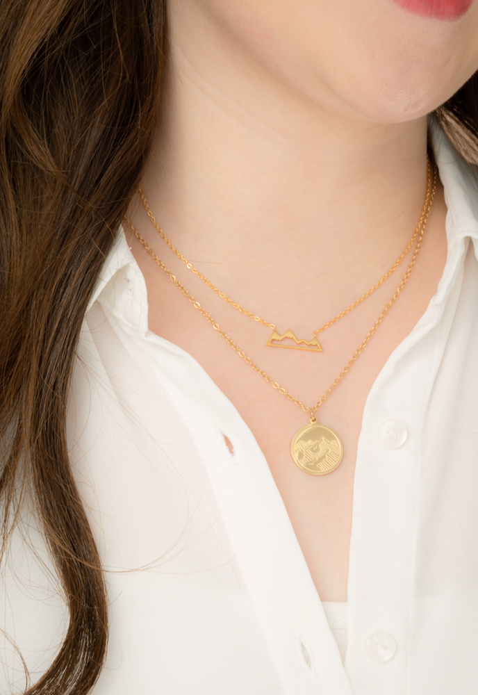 Mountain Adventure Necklace in Gold