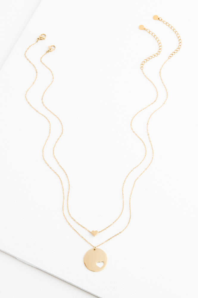 Forever In My Heart Necklace Set in Gold
