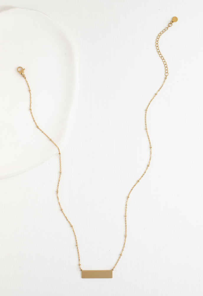 Engravable Gold Bar Necklace