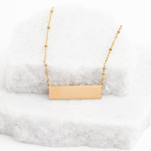 Engravable Gold Bar Necklace