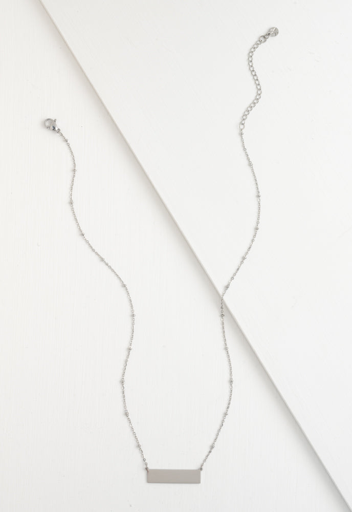 Engravable Silver Bar Necklace