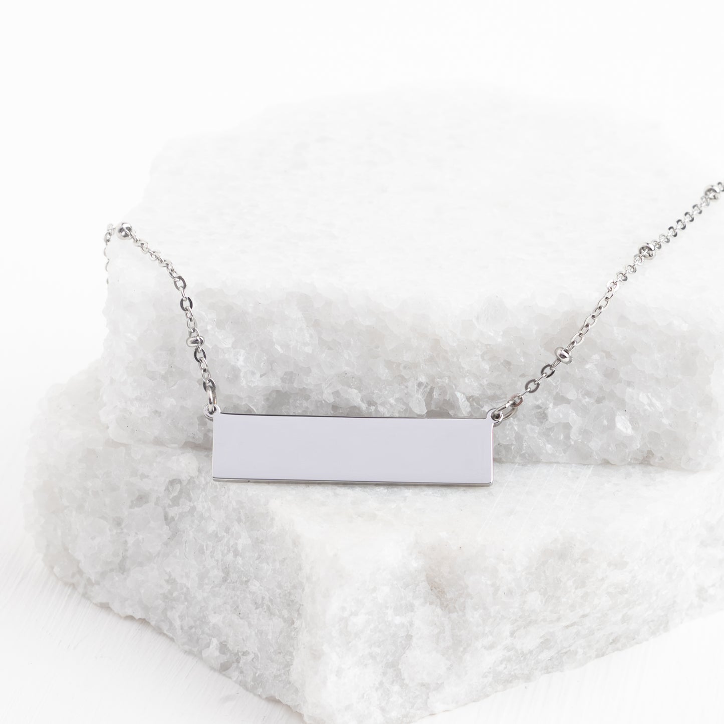 Engravable Silver Bar Necklace