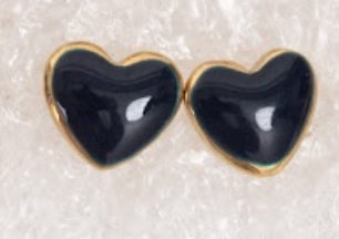 Enamel/Oil Dip Heart Studs/ cobalt blue