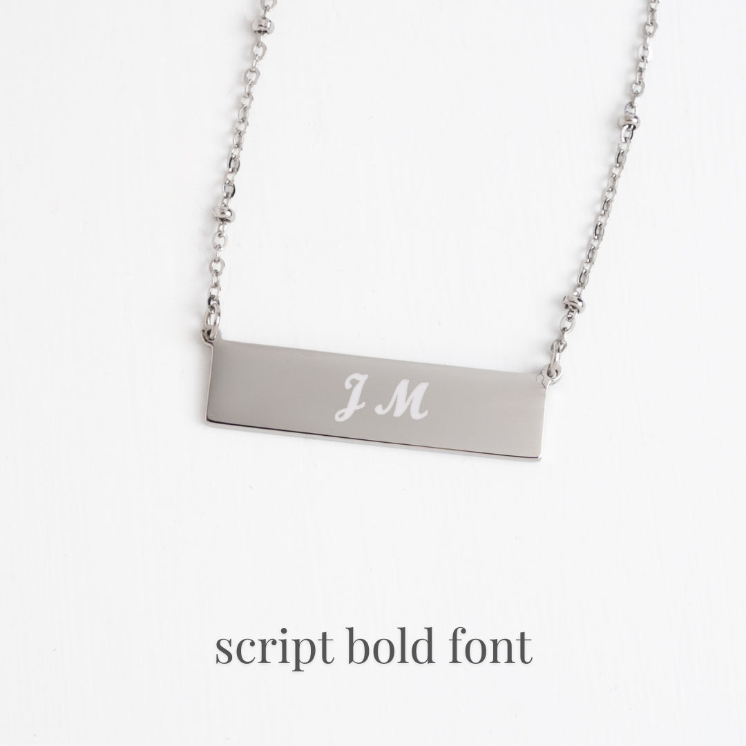 Engravable Silver Bar Necklace