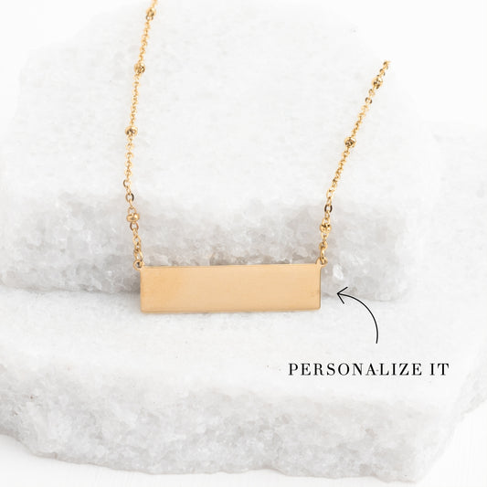 Engravable Gold Bar Necklace