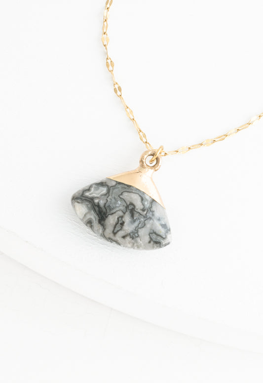 Fan Drop Necklace in Charcoal