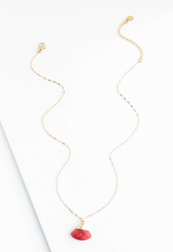 Fan Drop Necklace in Crimson