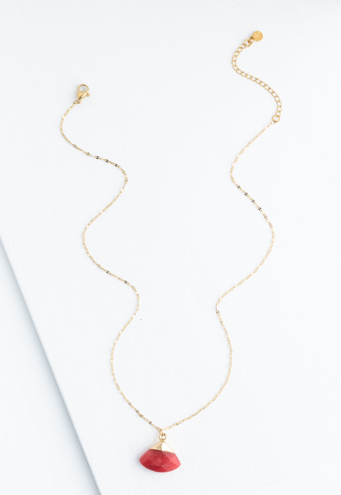 Fan Drop Necklace in Crimson