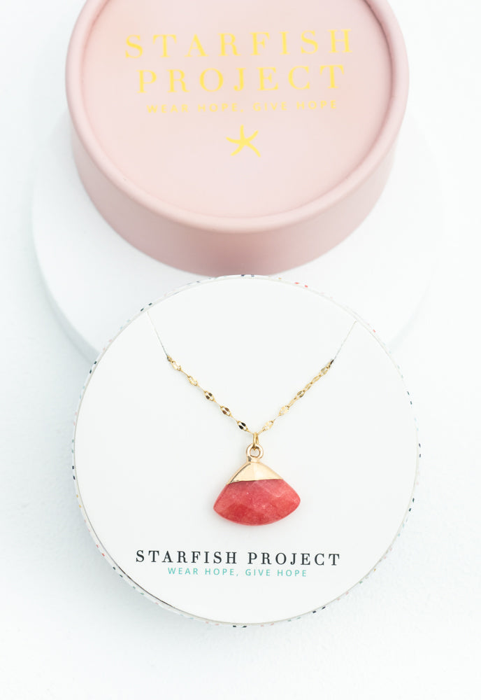 Fan Drop Necklace in Crimson