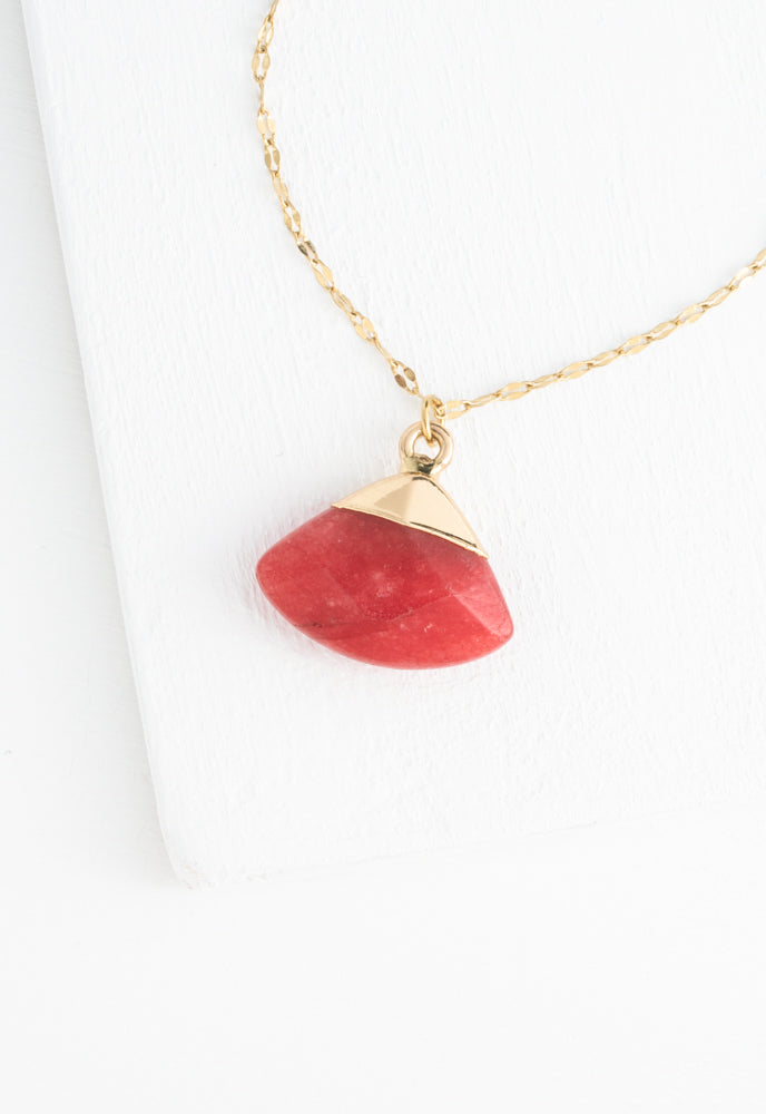 Fan Drop Necklace in Crimson