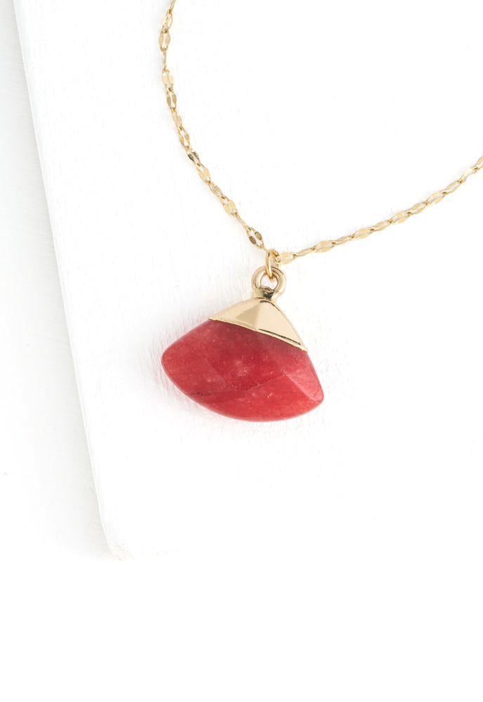Fan Drop Necklace in Crimson