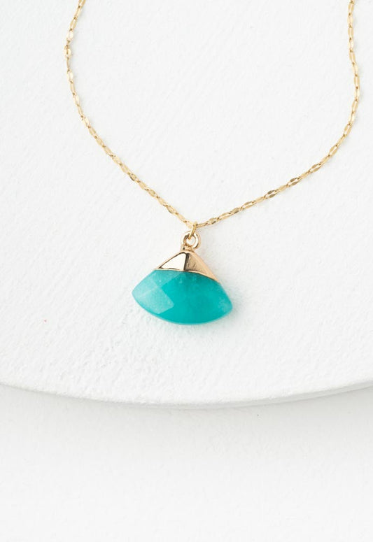 Fan Drop Necklace in Aqua