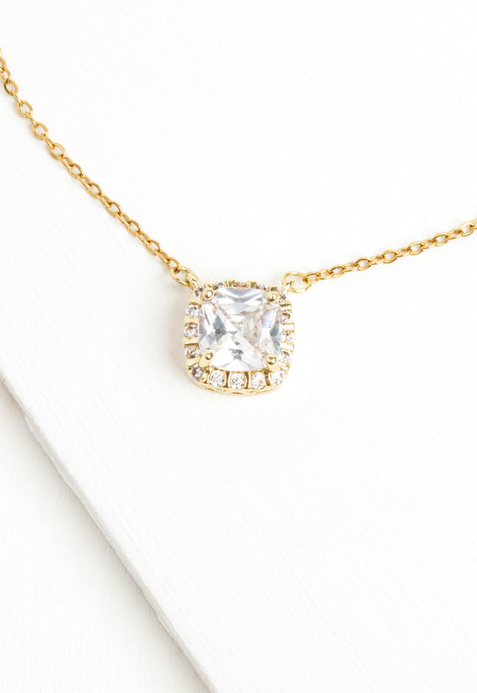 Forever Cushion-Cut Gold Necklace