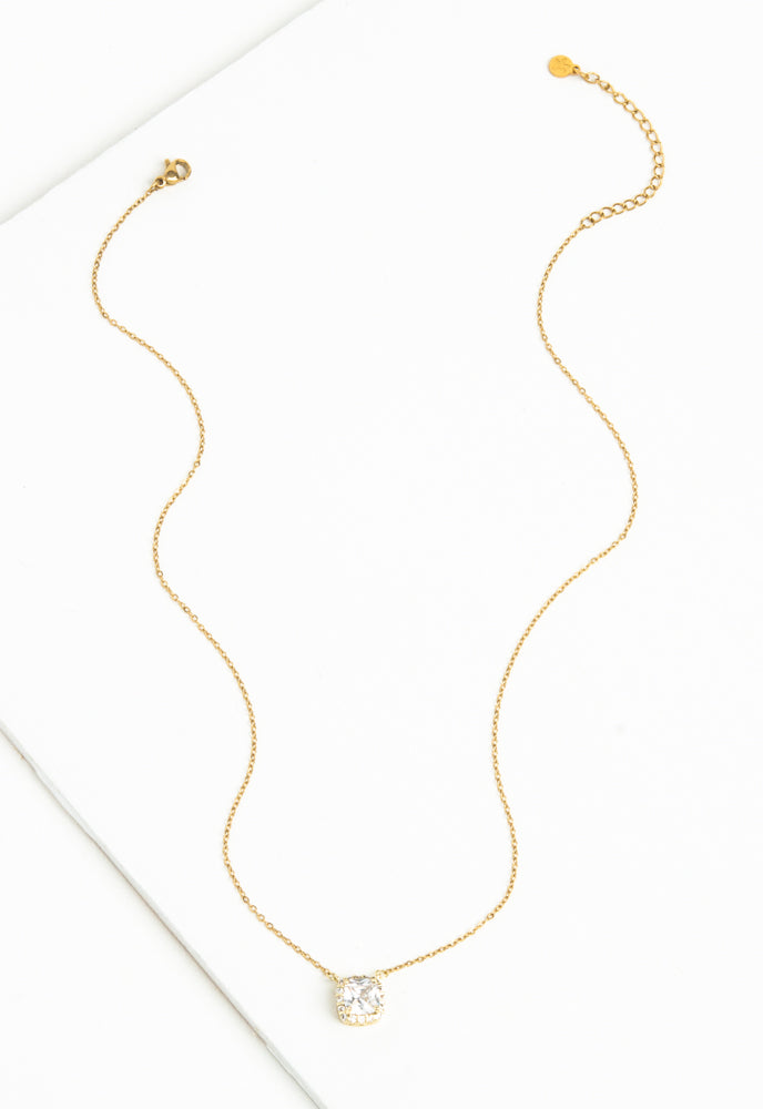 Forever Cushion-Cut Gold Necklace