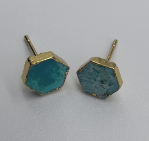 Gold-plated brass with turquoise ear studs