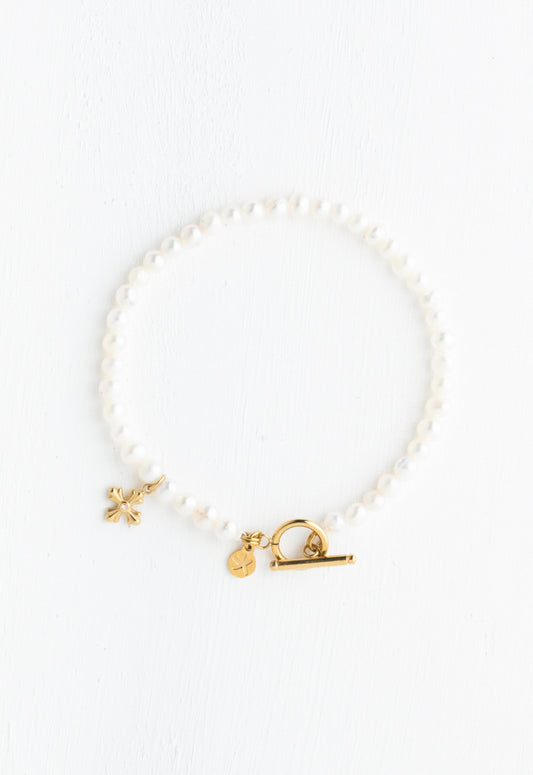 Cultured Cross Pearl Bracelet