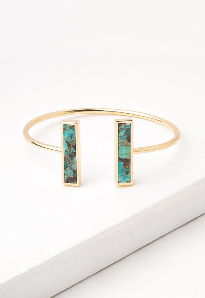 Rhetta Gold & Turquoise Stone Cuff Bracelet