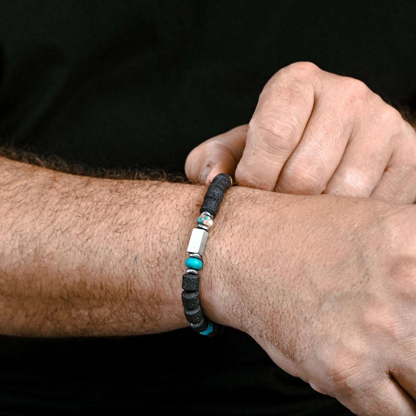 Engravable Strength Turquoise Emperor Stone Bracelet (KF)