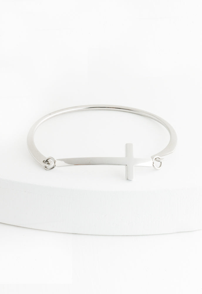 Faithfully Yours Cross Bracelet in Silver